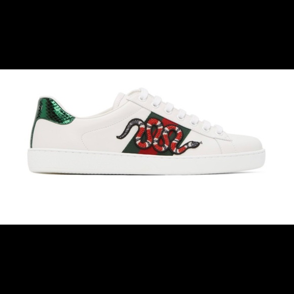 Gucci White snake low Ace sneakers size 9.5 - Picture 1 of 9
